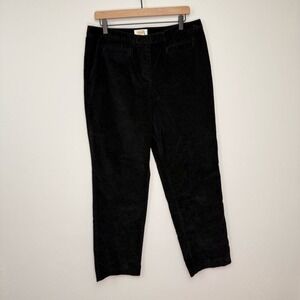 Talbots Black Velveteen Straight Leg Stretch Pants Womens Size 14 Cotton‎ Blend